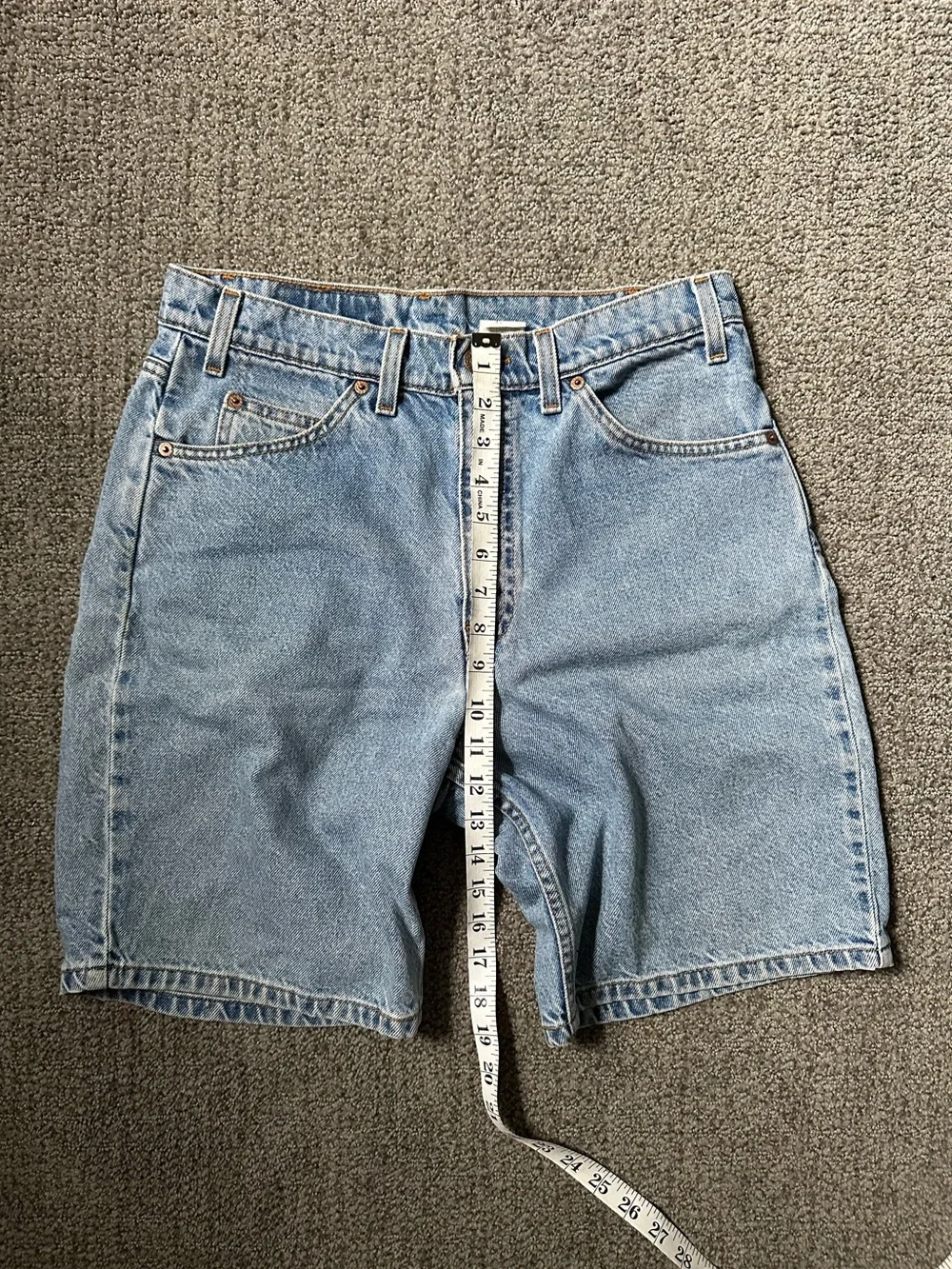 Levi's Vintage 550 Light Blue Denim Men's Shorts Orange Tab